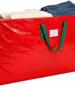 KRYSTY Christmas Tree Storage Bag - Fits Up to 7.5 Foot Xmas Holiday Tree. Zippered Bag. Carry Handles. Durable Waterproof Material. Protects Against Dust and Moisture. Red
