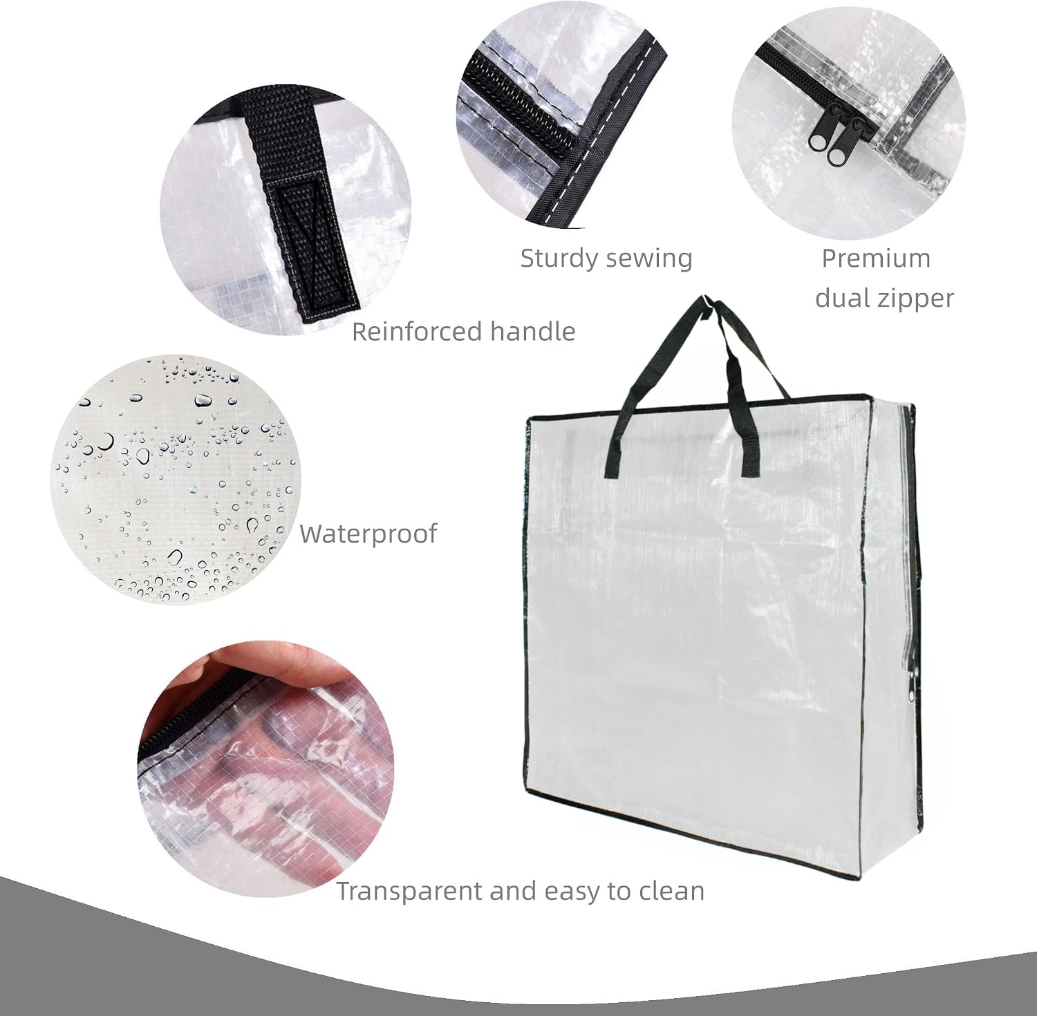 3 Pack Clear Bags with Zipper and Handles. Halloween Christmas Wreath Storage. Gift Bag Organizer. Moving Boxes Alternative. Under the Bed Storage - Image 3