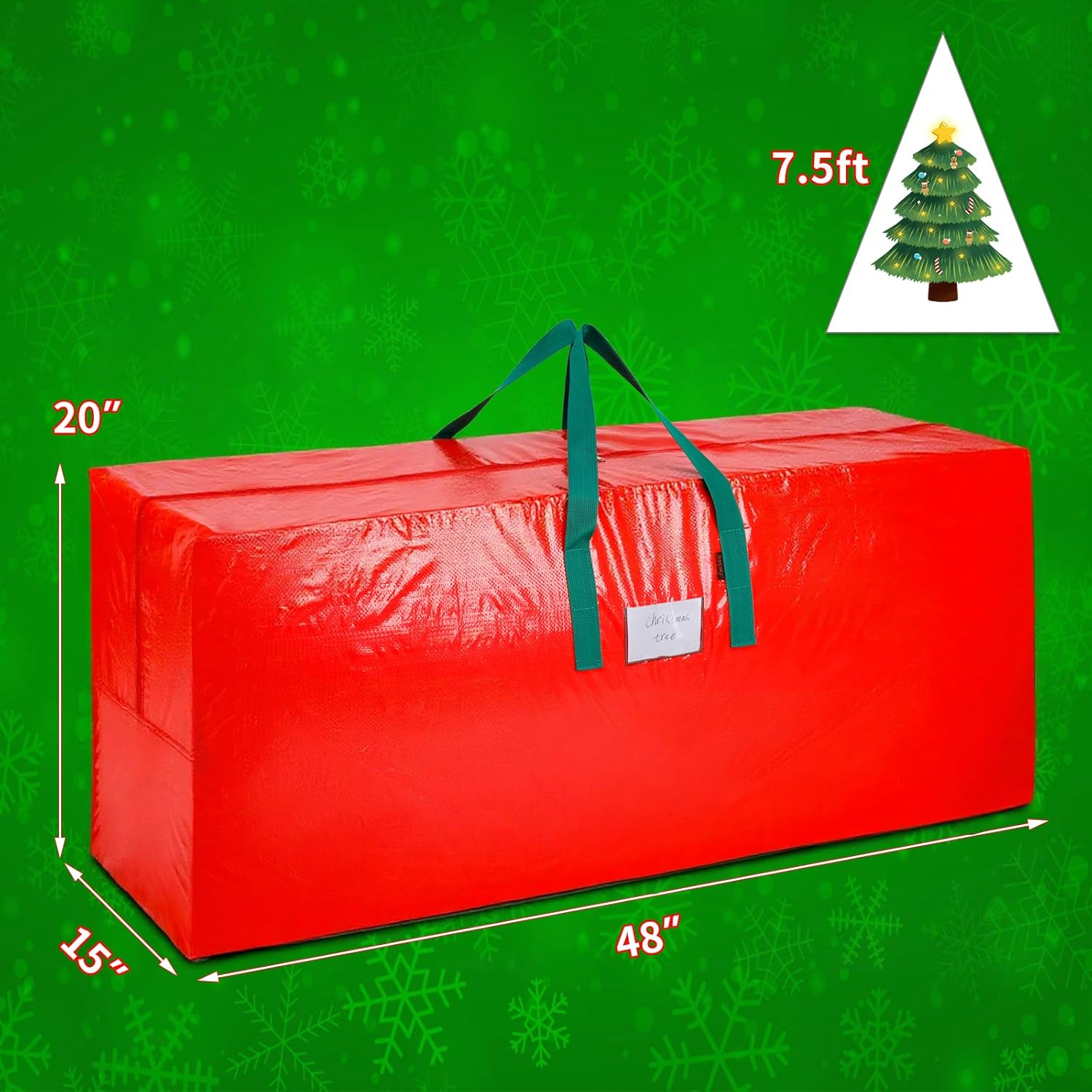 KRYSTY Christmas Tree Storage Bag - Fits Up to 7.5 Foot Xmas Holiday Tree. Zippered Bag. Carry Handles. Durable Waterproof Material. Protects Against Dust and Moisture. Red - Image 7
