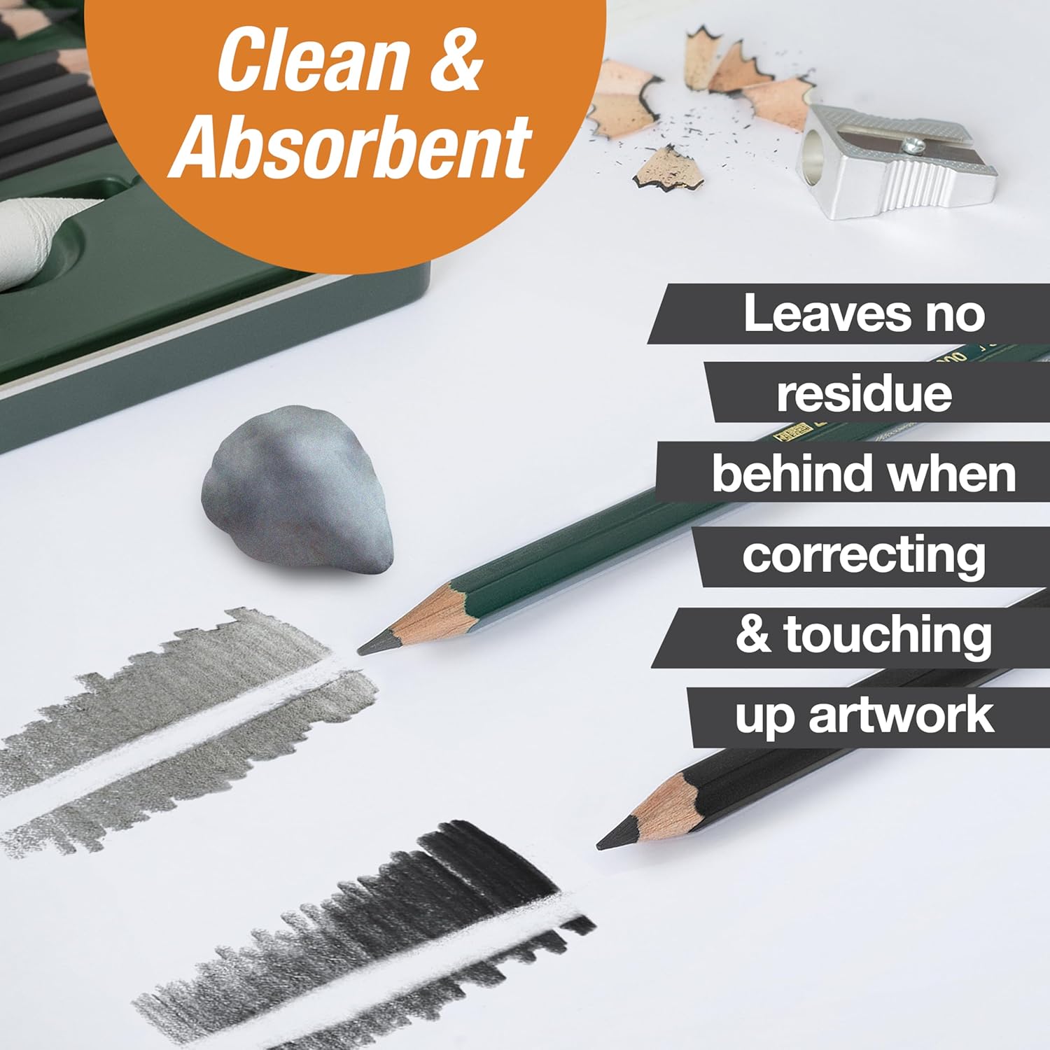 Faber-Castell Kneadable Eraser for Artists in Storage Case - Absorbent Kneaded Erasers. Art Eraser 1 Pack. Grey - Image 5